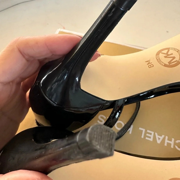 Michael MICHAEL KORS Simone Mid Patent Open Toe Shoes 8M - Picture 6 of 10